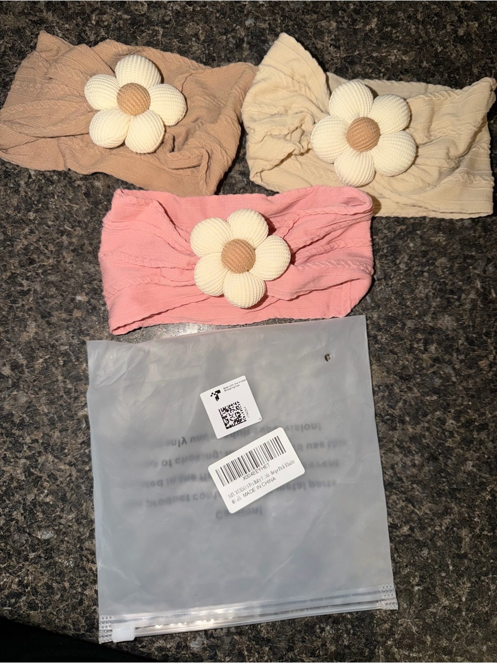 ⭐️Flower Accent Baby Headbands - Pink, Tan, Cream
